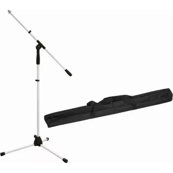 Mikrofono stovas Omnitronic MS-1W su strėle — baltos spalvos apdaila