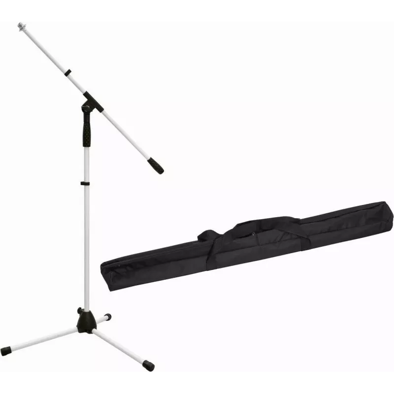 Mikrofono stovas Omnitronic MS-1W su strėle — baltos spalvos apdaila