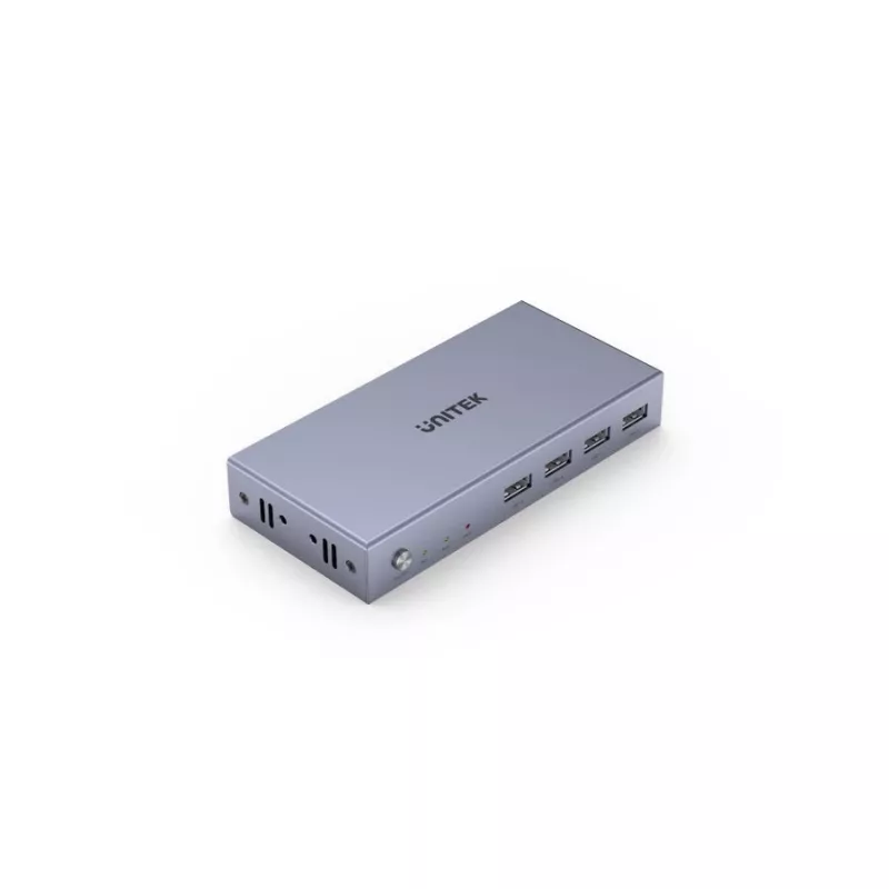 KVM jungiklis Unitek V307A USB HDMI 2 prievadų 4K Ultra HD 3840x2160@60Hz HDCP 2.2, metalinis korpusas, pilkas