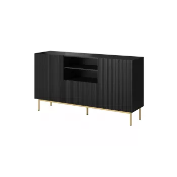 PAFOS komoda ant auksinis plieninis rėmas 150x40x90 cm matinis juodas