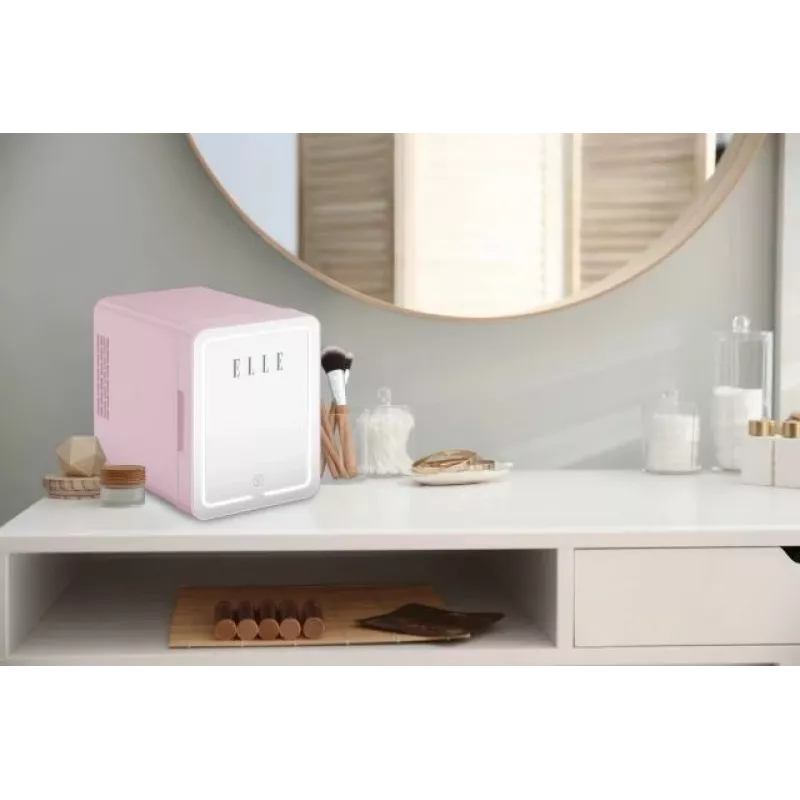 Mini šaldytuvas su LED kosmetikos veidrodžiu Elle ESDAFX04PUEU 4 L, violetinis