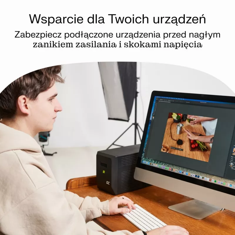 Nepertraukiamo maitinimo šaltinis UPS Line-Interactive 2 kVA 1200 W, Green Cell, 4 kintamosios srovės lizdai, USB, 12 V 9 Ah VRLA (bokštas)