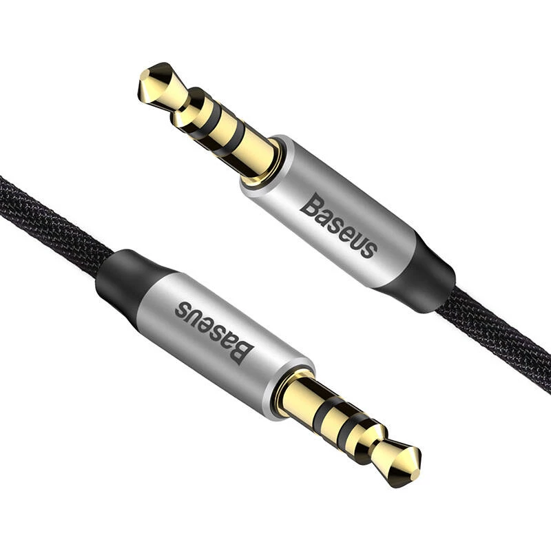 Baseus Yiven garso laidas 3,5 mm kištukas M30 1,5 m sidabrinis + juodas