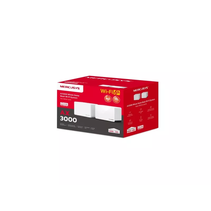 Belaidis maršrutizatorius MERCUSYS Halo H85X 2‑pack Dual Band Wi‑Fi 6 iki 3000 Mbps tinklinė sistema