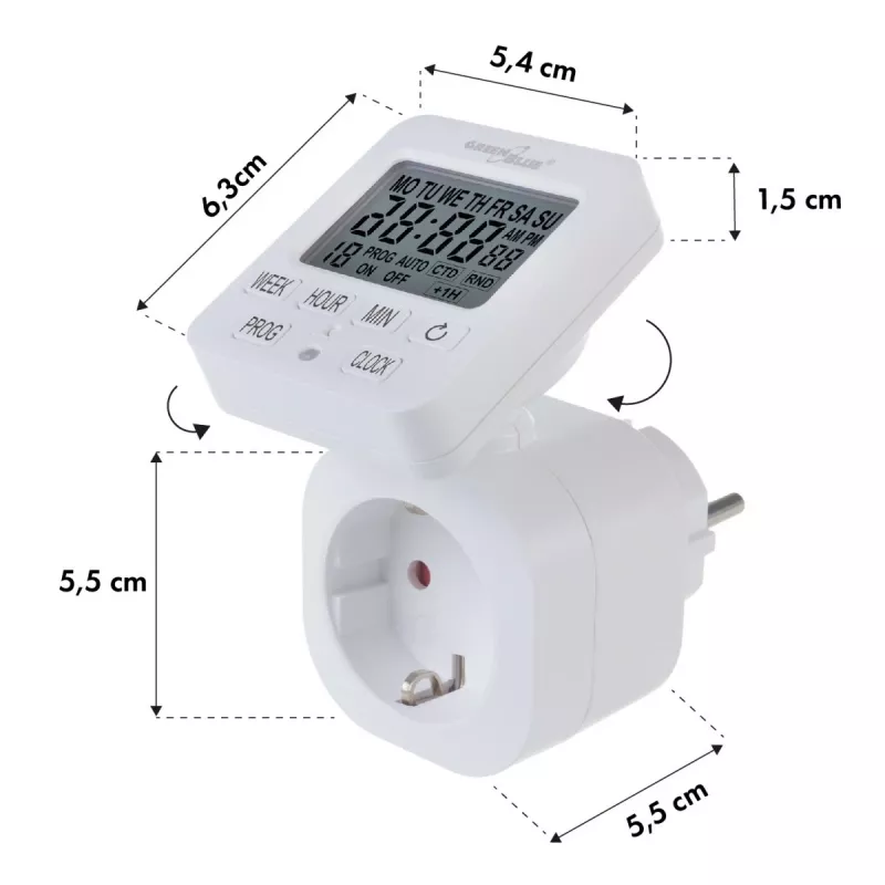 Skaitmeninis laikmatis GB605 E GreenBlue 16A IP20