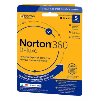 Norton 360 Deluxe | 5 Devices | 1 Year | 50 Gb Cloud Storage | EU | NON SUB |