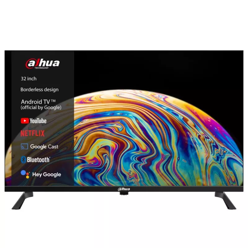 TV DAHUA DHI-LTV32-SD100 31.5 colio HD LED išmanusis televizorius 1366×768, Android 11, Wi‑Fi, 2×HDMI, VESA 200×200