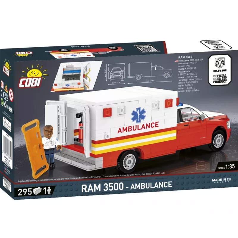 Konstruktorius Cobi RAM 3500 Greitosios pagalbos automobilis modelis 24609 kaladėlių rinkinys
