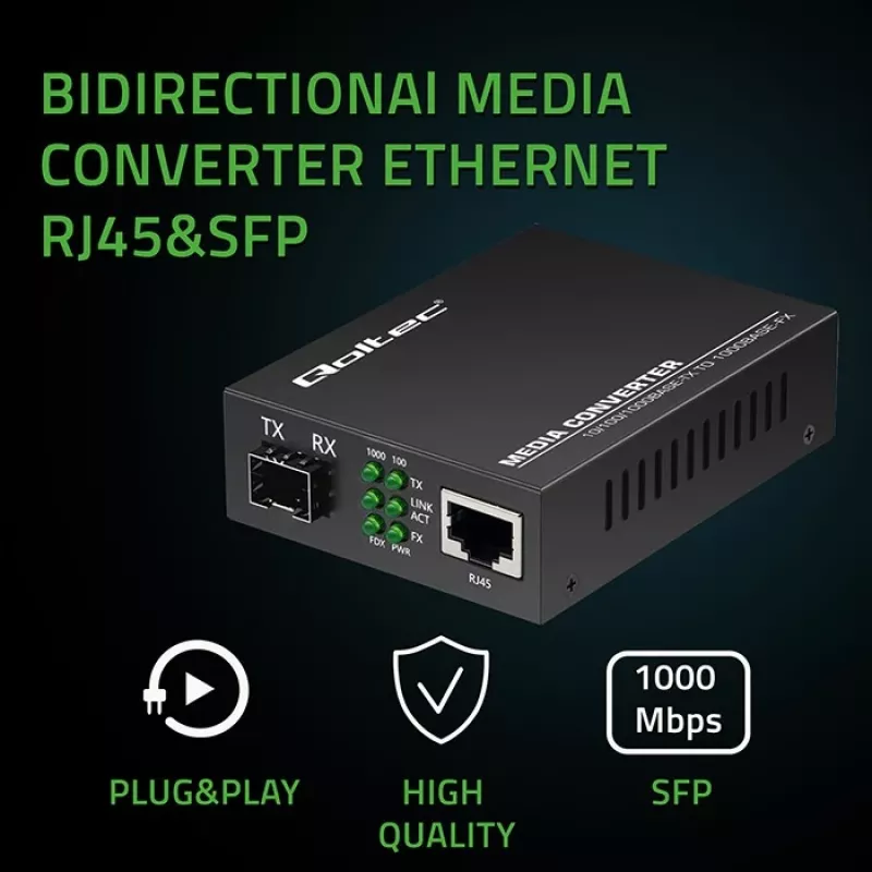 Medijos keitiklis SWITCH Ethernet 1x RJ45 1x SFP