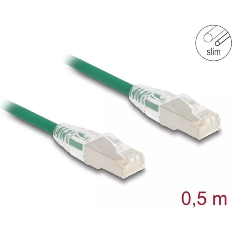 Tinklo kabelis DeLOCK RJ45 Cat.6A kištukas–kištukas 0,5 m žalias