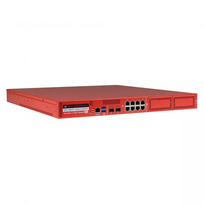 Securepoint RC1000R G5 saugos UTM įrenginys, 30 Gbit/s, 3,5 Gbit/s, 1000 vartotojų, AES, laidinis, RJ-45