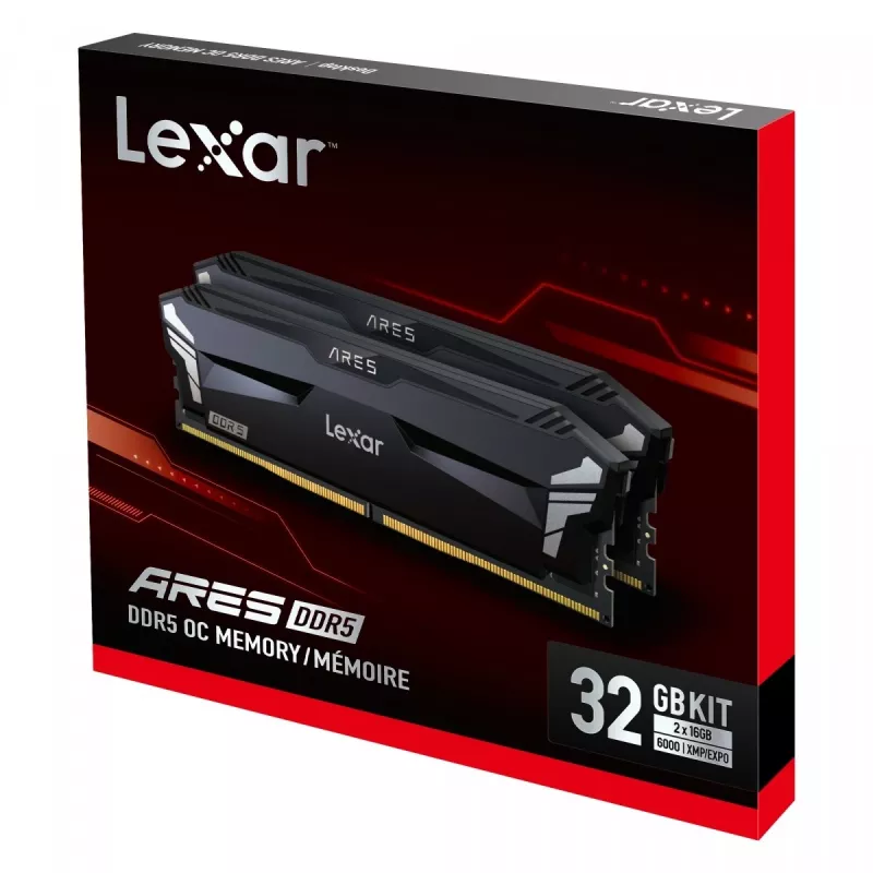 Atminties modulis Lexar ARES 32 GB (2 x 16 GB) DDR5 6000 MT/s 288 kontaktų DIMM ECC 1,35 V CAS 32