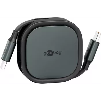 Wentronic goobay savaime susivyniojantis USB-C laidas juodas/sidabrinis 15 W tvirtame korpuse – laidas – skaitmeninis / duomenų (77424)