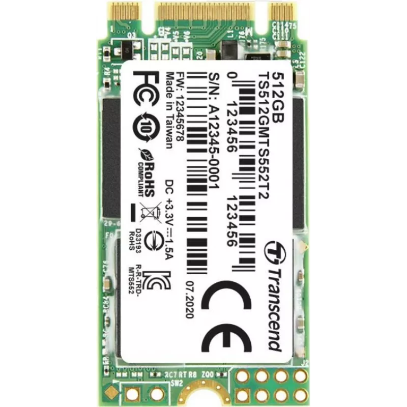 Transcend MTS552T2 - SSD - 512 GB - vidinis - M.2 2242 (dvipusis) (M.2 2242 (dvipusis)) - SATA 6Gb/s (TS512GMTS552T2)