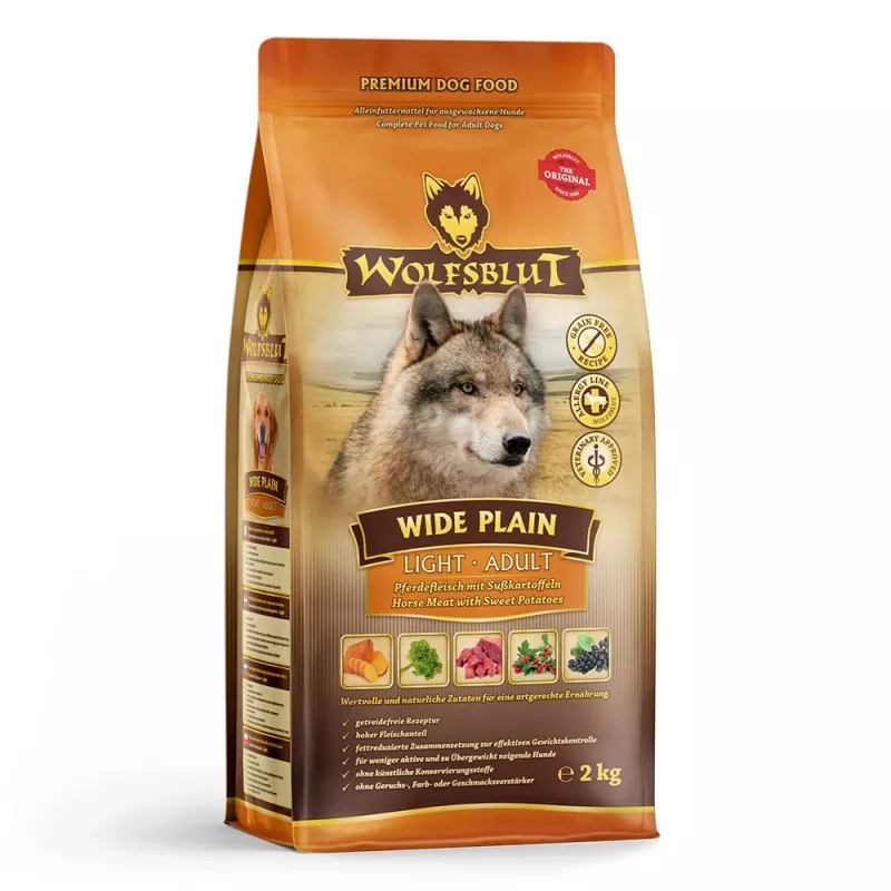 WOLFSBLUT Wide Plain Light Horse su saldžiosiomis bulvėmis – sausas šunų ėdalas – 2 kg