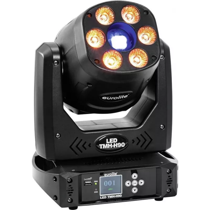 Hibridinis judančios galvos prožektorius/plaunantis šviesą EUROLITE TMH-H90 90W COB
