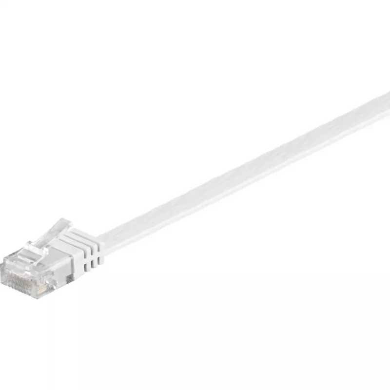 Wentronic Goobay CAT 6 plokščias komutacinis kabelis, U/UTP, baltas, 1 m – varinis (95151)