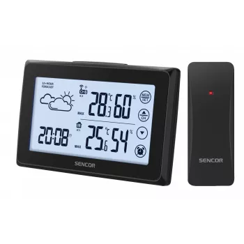 Oro stotelė SENCOR SWS 2850 — vidaus/lauko temperatūra ir drėgmė, 1 belaidis jutiklis, 433,92 MHz, min/maks atmintis