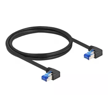 Tinklo laidas DeLOCK RJ45 Cat.6A S/FTP Dešiniojo kampo 1m Juodas