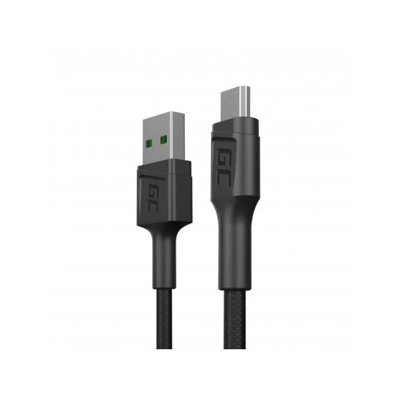 USB 2.0 laidas Green Cell KABGC23, USB A – Micro-USB B, 0,3 m, juodas