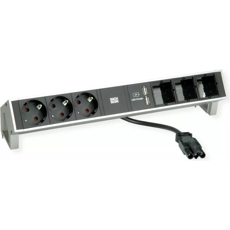 Desk2 3Schuko 3ABD USB Charger nerūdijantis plienas (902.449)