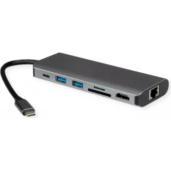 Dokingo stotelė ROLINE 12021123 USB 3.2 Gen 1 Type-C pilka Ethernet 1000 Mbit/s