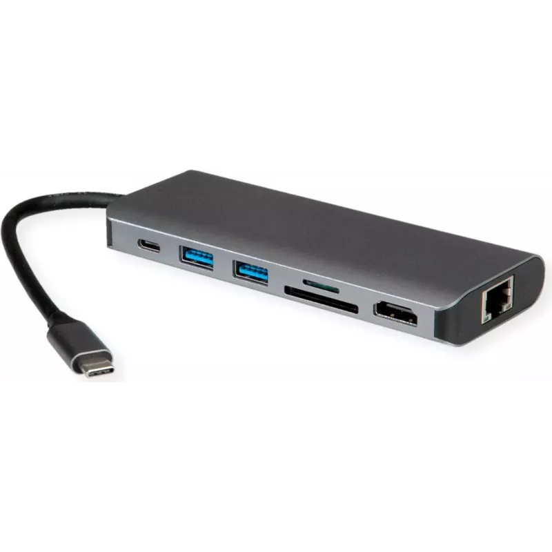 Dokingo stotelė ROLINE 12021123 USB 3.2 Gen 1 Type-C pilka Ethernet 1000 Mbit/s