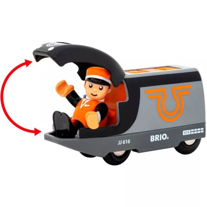 Keleivinis traukinys BRIO 63604700 oranžinės-juodos spalvos, medinis žaislinis traukinio rinkinys, suderinamas su BRIO bėgiais