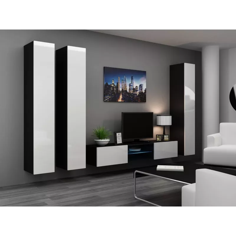 Cama uždara Spintelė VIGO '180' 180/40/30 baltas/juodas blizgus