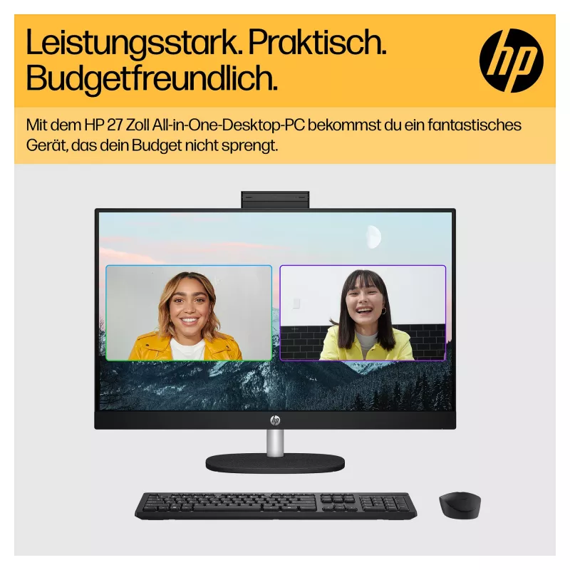 HP 27-cr0471ng - Viskas viename (Pilnas sprendimas) - Ryzen 7 7730U - RAM 16 GB - SSD 512 GB - NVMe - Radeon Graphics - 1GbE, Wi-Fi 6, Bluetooth - WLAN: 802.11a/b/g/n/ac/ax, Bluetooth