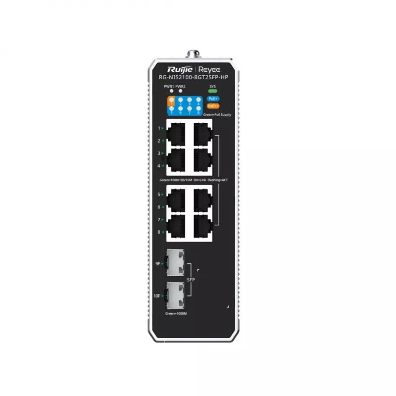 Ruijie Networks RG-NIS2100 valdomas L2 Gigabit Ethernet (10/100/1000) maitinimas per Ethernet (PoE) juodas, nerūdijantis plienas