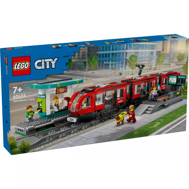 LEGO City miesto tramvajaus ir stoties vaidmenų žaidimo statybų rinkinys vaikams su žaisliniu tramvajumi, dovana berniukams ir mergaitėms nuo 7 metų, kurie mėgsta transporto priemones