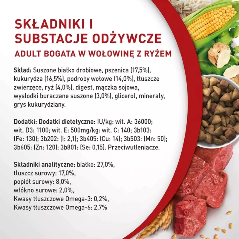 Sausas šunų ėdalas Purina Nestle Mini Adult su jautiena ir ryžiais 800 g — sausas pašaras mažiems suaugusiems šunims, 27% baltymai, 17% riebalų