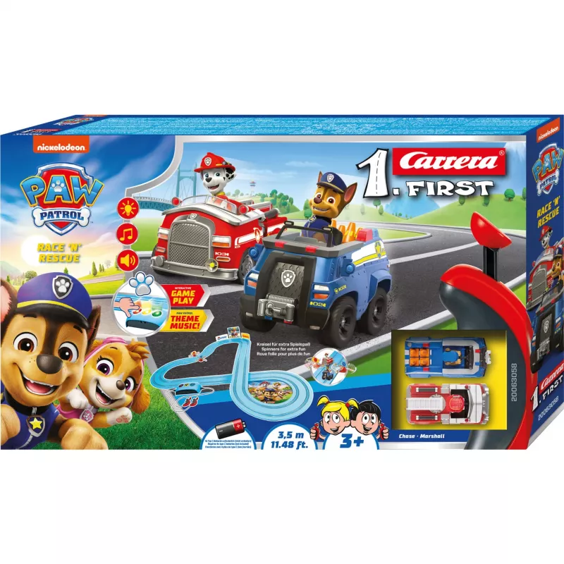 CARRERA lenktynių trasa First Paw Patrol Race N Rescue 3,5 m – slotinių automobilių lenktynių trasos rinkinys