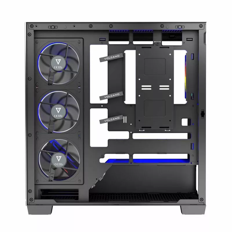 PC korpusas MODECOM Volcano Stellar 5F ATX Midi Tower, grūdintas stiklas, 5 iš anksto sumontuoti ventiliatoriai, USB‑C, palaiko microATX/ATX, maks. GPU 420 mm, CPU aušintuvo aukštis 175 mm