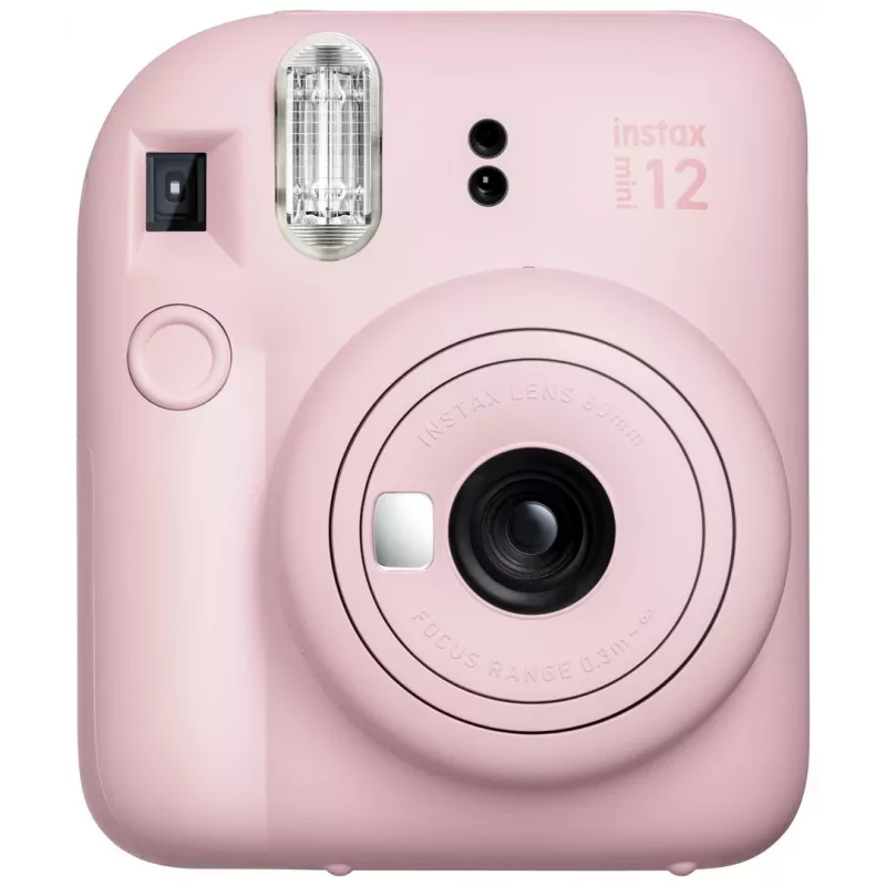 Momentinio spausdinimo fotoaparatas Fujifilm Instax Mini 12 Rožinis — nuotrauka 86×54 mm, filmas 62×46 mm, 60 mm židinio nuotolis