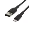 Kabelis Braided USB-Lightning 15 cm juodas