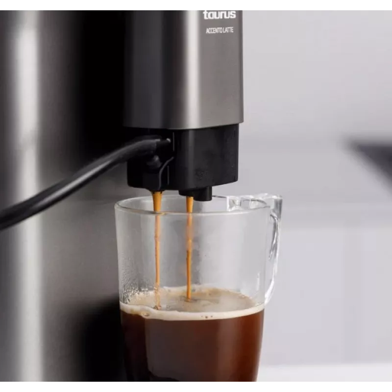 Espreso aparatas Taurus Accento Latte visiškai automatinis, įmontuotas malūnėlis, 1,5 L vandens bakelis, kavos pupelių įvedimas