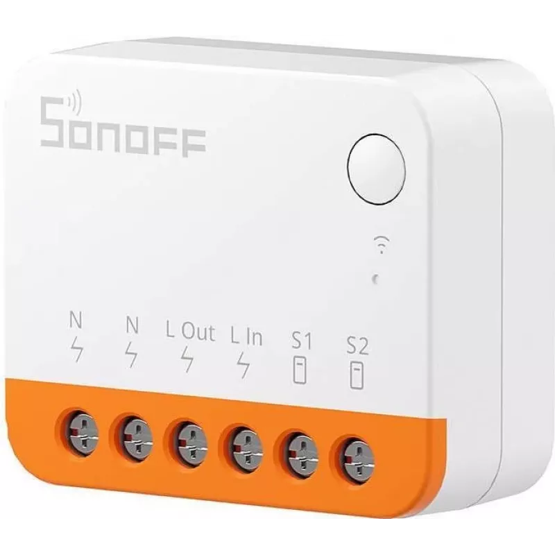 „Sonoff MINIR4“ išmanusis namų šviesos valdiklis, belaidis, oranžinės ir baltos spalvos