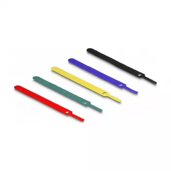 Kilpinio–lipniojo užsegimo kabelių surišimo juostelė DeLOCK 19076 150x12mm Įvairių spalvų Rinkinys iš 10 vnt.