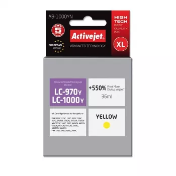 Activejet AB-1000YN rašalas (pakaitalas Brother LC1000/LC970Y; 36 ml; geltonas)