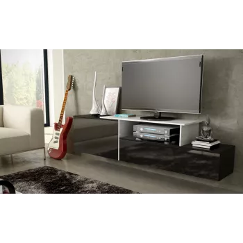 Cama TV spintelė SIGMA 3 180 juodas/juodas blizgus + biały
