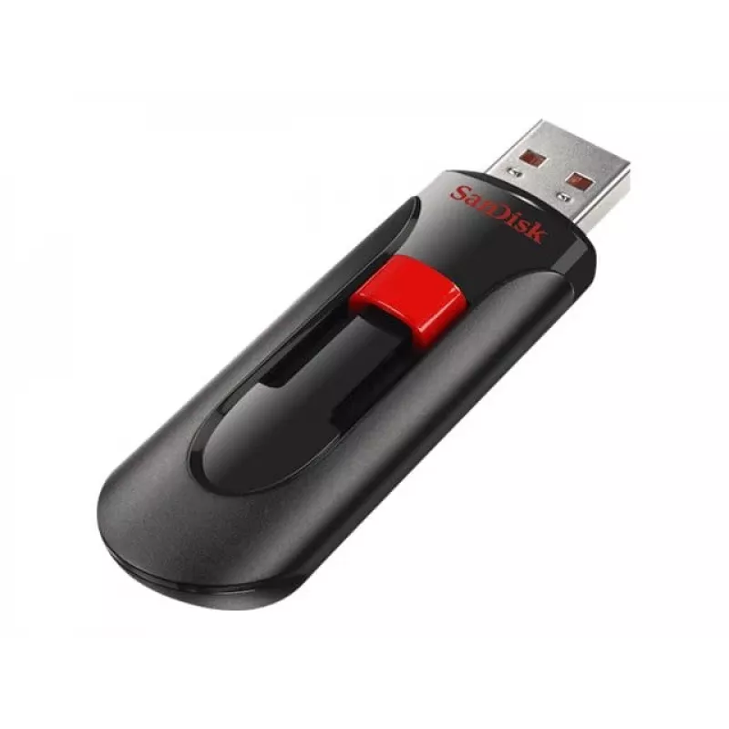 USB atmintukas SANDISK Cruzer Glide 32 GB USB Type-A 2.0, slankioji konstrukcija, apsauga slaptažodžiu, juoda/raudona