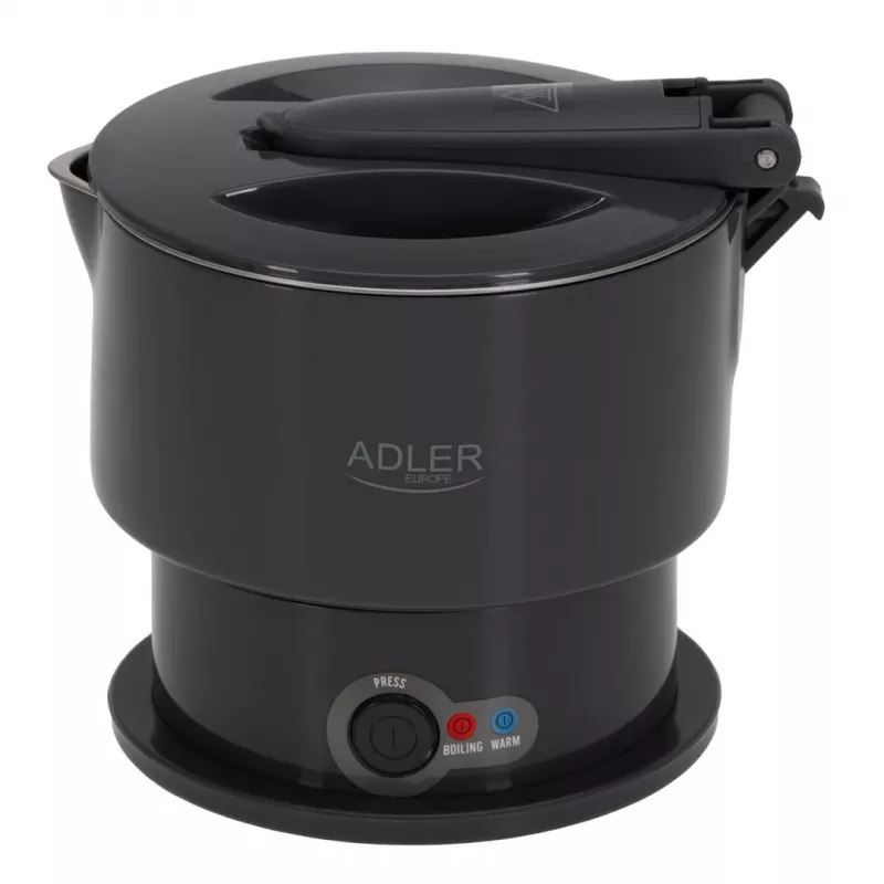 Elektrinis virdulys Adler AD 1377G, 0,6 L talpa, 600 W, pilkas, plastikas/silikonas/nerūdijantis plienas