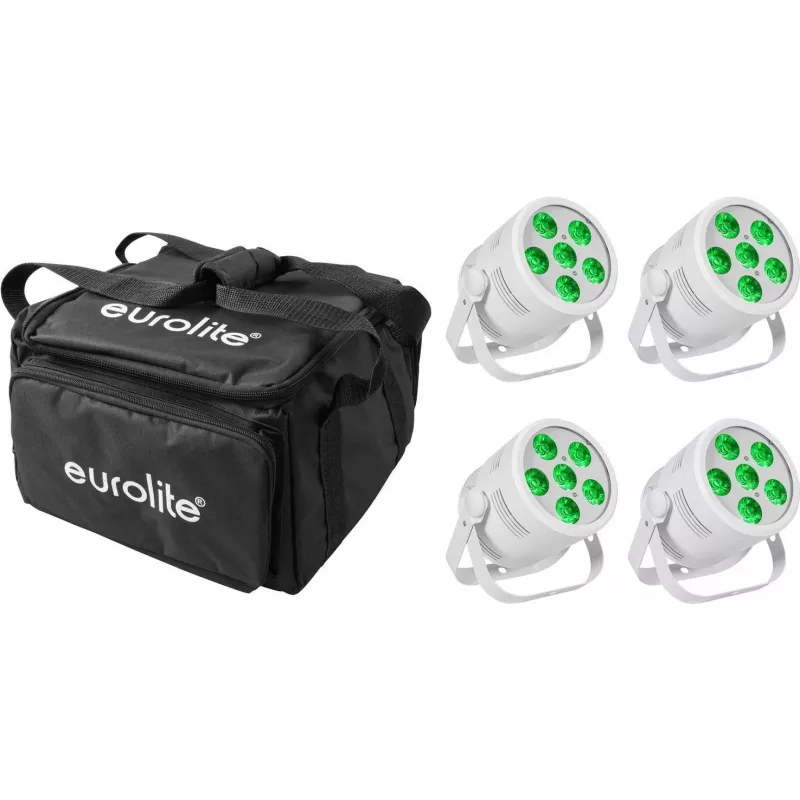 LED Par Light EUROLITE Silent Par 6 QCL Floor 4x with Soft-Bag – grindų QCL LED par, 4 vnt. rinkinys