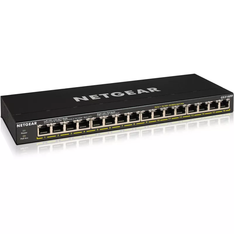 NETGEAR GS316P Nevaldomas Gigabit Ethernet (10/100/1000) Power over Ethernet (PoE) Juodas