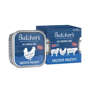 BUTCHER'S Originali Mix Juicy paštetai - drėgnas šunų maistas - 4 x 150g