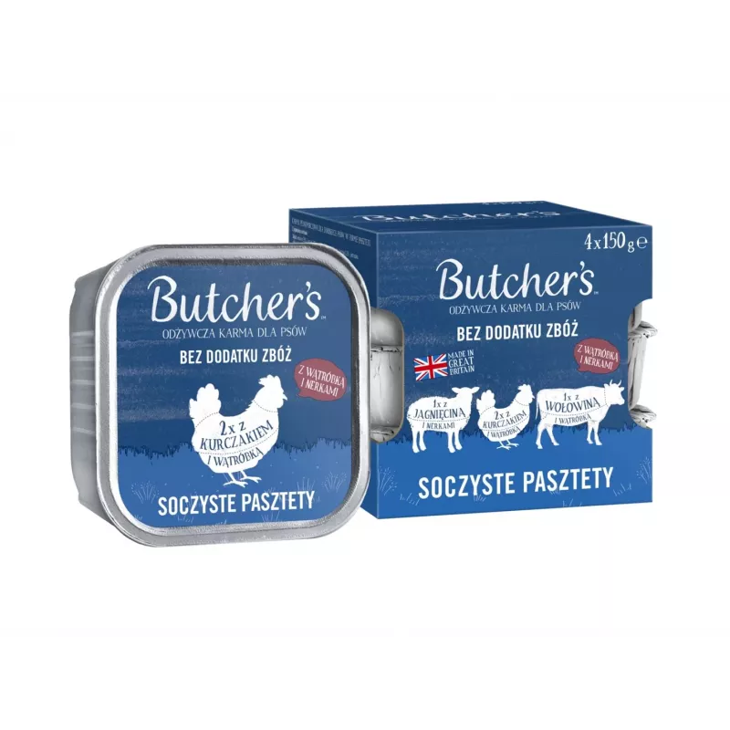 BUTCHER'S Originali Mix Juicy paštetai - drėgnas šunų maistas - 4 x 150g