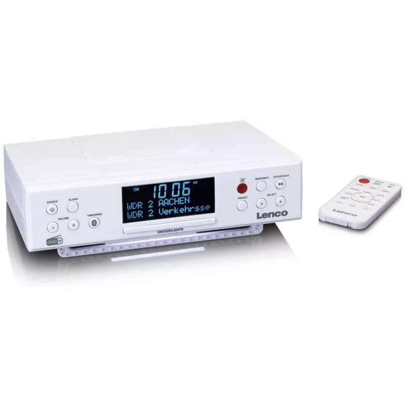 Nešiojamasis CD grotuvas Lenco KCR-190, baltas, su FM radiju ir ausinių lizdu