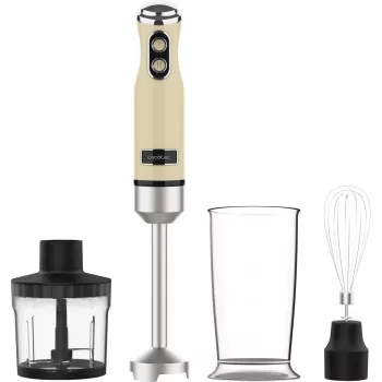 Rankinis plakiklis CECOTEC Power Mixer RetroGeltona 1200MAX Cream&Crush, 1200 W, keli greičiai, tešlos kabliukai ir plakimo šluotelės